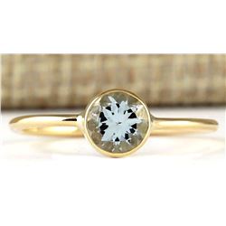 1.00 CTW Natural Aquamarine Ring In 14k Yellow Gold