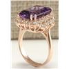 Image 3 : 8.37CTW Natural Amethyst And Diamond Ring In 14K Solid Rose Gold