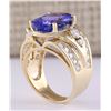 Image 3 : 9.39 CTW Natural Tanzanite And Diamond Ring In 14k Yellow Gold