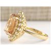 Image 2 : 8.85 CTW Natural Morganite And Diamond Ring In 14k Solid Yellow Gold