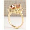 Image 3 : 8.85 CTW Natural Morganite And Diamond Ring In 14k Solid Yellow Gold