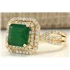 Image 2 : 3.13 CTW Natural Emerald And Diamond Ring In 14k Yellow Gold