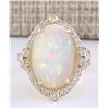 Image 1 : 7.09 CTW Natural Opal And Diamond Ring In 14k Yellow Gold