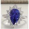 Image 1 : 5.26 CTW Natural Tanzanite And Diamond Ring 14K Solid White Gold