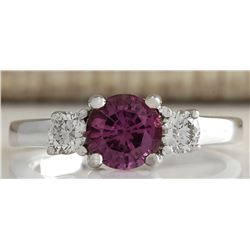 1.70 CTW Natural Pink Ceylon Sapphire Diamond Ring 14k Solid White Gold