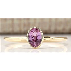 0.70 CTW Natural Pink Sapphire And Diamond Ring In 14k Yellow Gold
