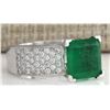 Image 2 : 5.66 CTW Natural Emerald And Diamond Ring 14K Solid White Gold