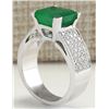 Image 3 : 5.66 CTW Natural Emerald And Diamond Ring 14K Solid White Gold