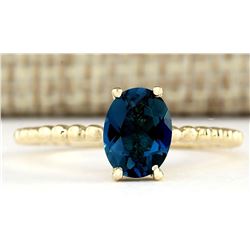 1.39 CTW Natural London Blue Topaz Ring In 14k Yellow Gold