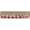 14.56CTW Natural Red Ruby And Diamond Bracelet In 14K Yellow Gold