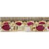 Image 2 : 14.56CTW Natural Red Ruby And Diamond Bracelet In 14K Yellow Gold