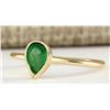 Image 2 : .40 CTW Natural Emerald Ring In 14k Yellow Gold