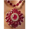 Image 1 : 65.00CTW Natural Ruby And Diamond Necklace In 14K Yellow Gold