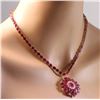 Image 4 : 65.00CTW Natural Ruby And Diamond Necklace In 14K Yellow Gold