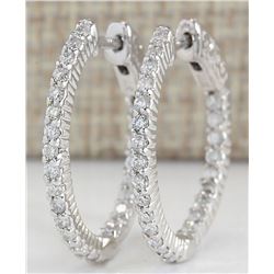 1.26CTW Natural Diamond Hoop Earrings In 14K White Gold