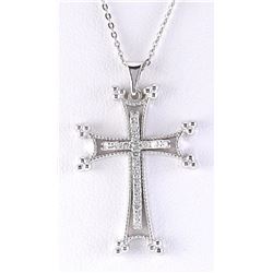 .25 CTW Natural Cross Diamond Pendant In 14k Solid White Gold