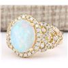 Image 2 : 4.86 CTW Natural Opal And Diamond Ring In 14k Yellow Gold