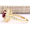 Image 2 : 2.96 CTW Natural Ruby And Diamond Ring In 14k Yellow Gold