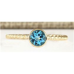 1.00 CTW Natural Blue Topaz Ring In 14k Yellow Gold