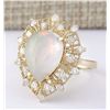 Image 2 : 5.70 CTW Natural Opal And Diamond Ring In 14k Yellow Gold