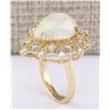 Image 3 : 5.70 CTW Natural Opal And Diamond Ring In 14k Yellow Gold