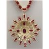 Image 2 : 57.62CTW Natural Ruby And Diamond Necklace In 14K Yellow Gold