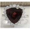 Image 1 : 5.92CTW Natural Red Tourmaline And Diamond Ring 14K Solid White Gold