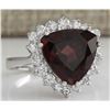Image 2 : 5.92CTW Natural Red Tourmaline And Diamond Ring 14K Solid White Gold