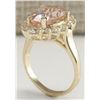 Image 3 : 5.00CTW Natural Peach Morganite And Diamond Ring In 14K Solid Yellow Gold