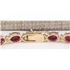 Image 2 : 28.58 CTW Natural Red Ruby And Diamond Bracelet In 14k Yellow Gold