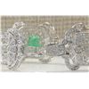 Image 2 : 12.0CTW Natural Colombian Emerald And Diamond Bracelet In 14K White Gold