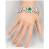 Image 3 : 12.0CTW Natural Colombian Emerald And Diamond Bracelet In 14K White Gold