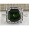 Image 1 : 7.22CTW Natural Tourmaline And Diamond Ring 14K Solid White Gold