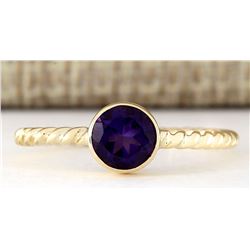 1.00 CTW Natural Amethyst Ring In 14k Yellow Gold