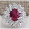 Image 1 : 3.79CTW Natural Ruby And Diamond Ring 14K Solid White Gold