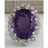 Image 1 : 15.83CTW Natural Amethyst And Diamond Ring In 14K Solid White Gold