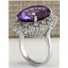 Image 3 : 15.83CTW Natural Amethyst And Diamond Ring In 14K Solid White Gold