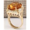 Image 3 : 17.06 CTW Natural Citrine And Diamond Ring 14k Solid Yellow Gold