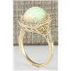 Image 3 : 4.40 CTW Natural Opal And Diamond Ring In14k Yellow Gold