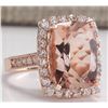 Image 2 : 7.12CTW Natural Peach Morganite And Diamond Ring In 14K Solid Rose Gold