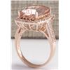 Image 3 : 7.12CTW Natural Peach Morganite And Diamond Ring In 14K Solid Rose Gold
