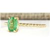 Image 2 : .80 CTW Natural Emerald Ring In 14k Yellow Gold