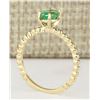 Image 3 : .80 CTW Natural Emerald Ring In 14k Yellow Gold