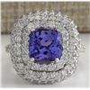 Image 1 : 6.88CTW Natural Tanzanite Diamond Ring 14K Solid White Gold