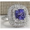 Image 2 : 6.88CTW Natural Tanzanite Diamond Ring 14K Solid White Gold