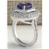 Image 3 : 6.88CTW Natural Tanzanite Diamond Ring 14K Solid White Gold