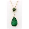 Image 1 : 10.00 CTW Natural Emerald And Diamond Pendant In 14k Solid Yellow Gold