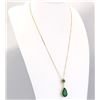 Image 3 : 10.00 CTW Natural Emerald And Diamond Pendant In 14k Solid Yellow Gold