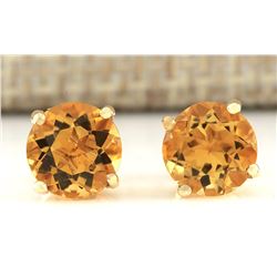 3.00 CTW Natural Citrine Earrings 14k Solid Yellow Gold