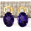 Image 1 : 2.55 CTW Natural Amethyst And Diamond Earrings 14k Solid Yellow Gold